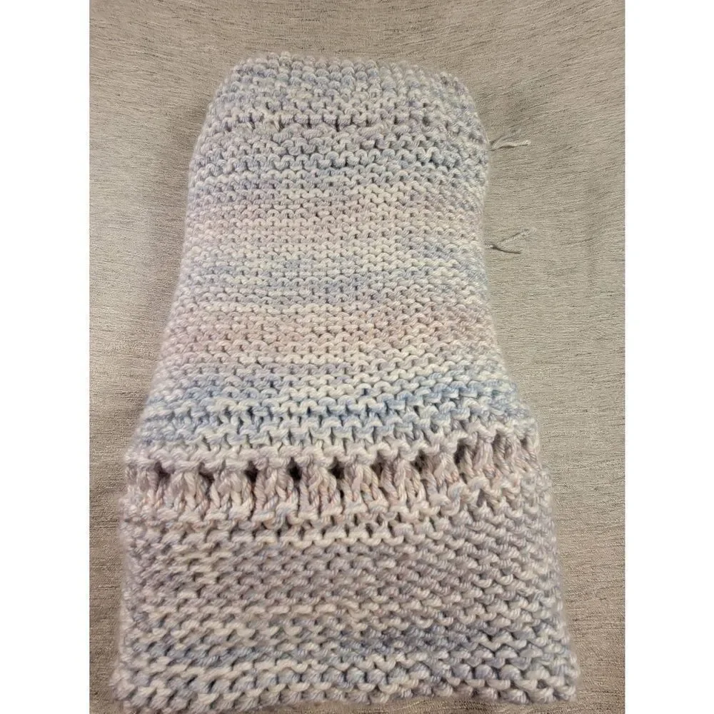 Afghan‎ Handmade Crochet Throw Blanket multi colors Blue Purple 34 x32in